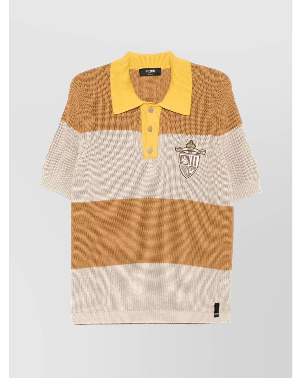 Fendi Multicolor Striped Cotton Short-Sleeve Polo Shirt for men