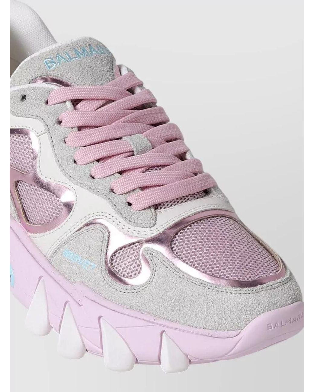 Balmain Pink Leather Low-Top Sneakers