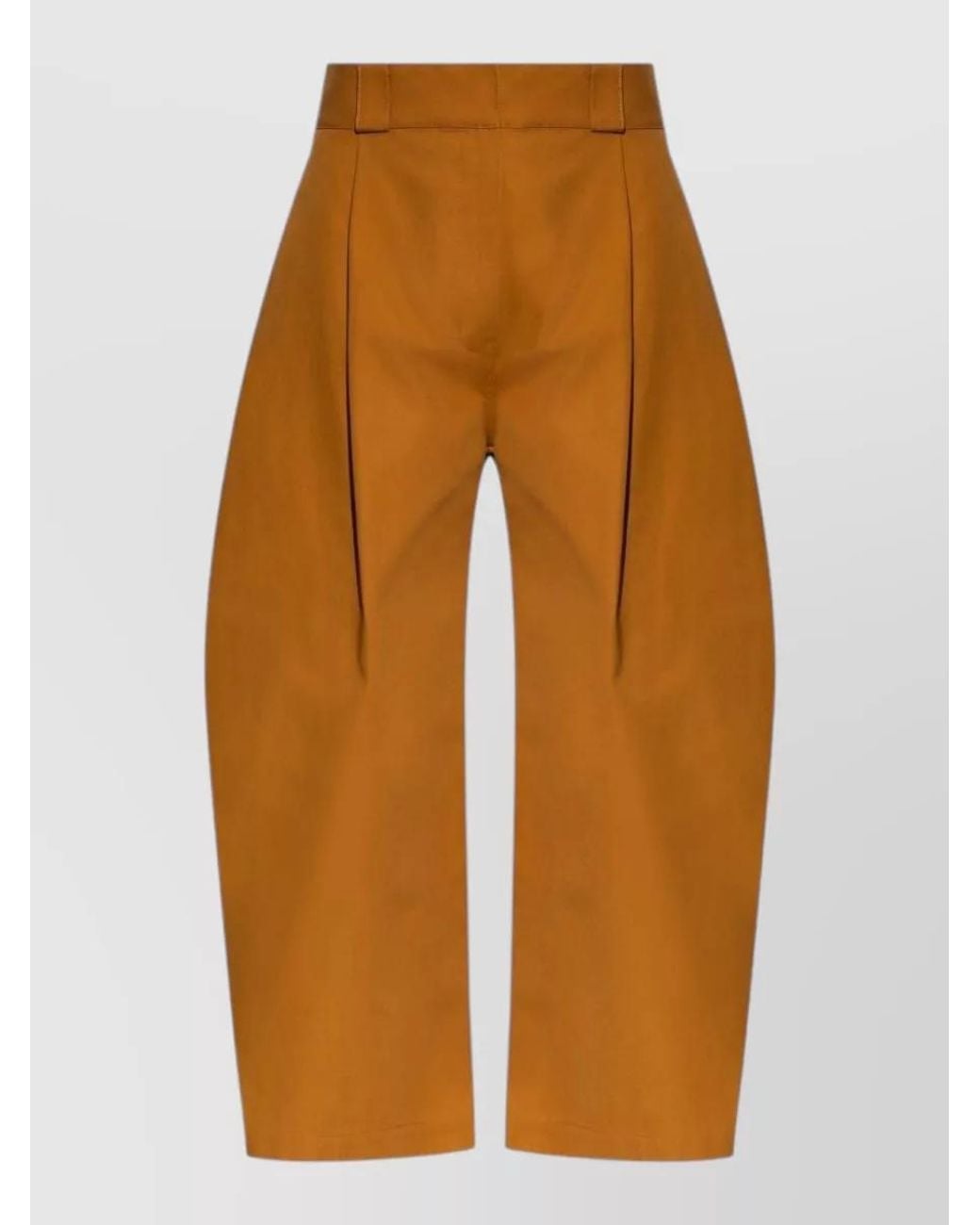 Balenciaga Orange Pleated Barrel-Leg Cropped Trousers