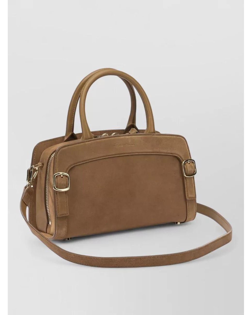 Santoni Brown Leather Shoulder Bag