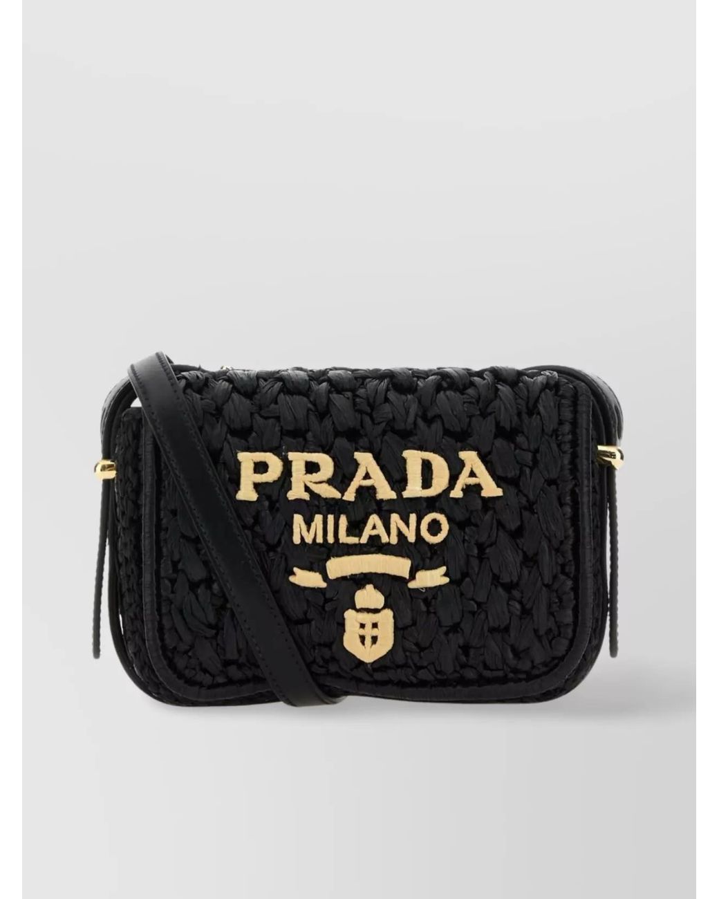 Prada Black Na Raffia Shoulder Bag