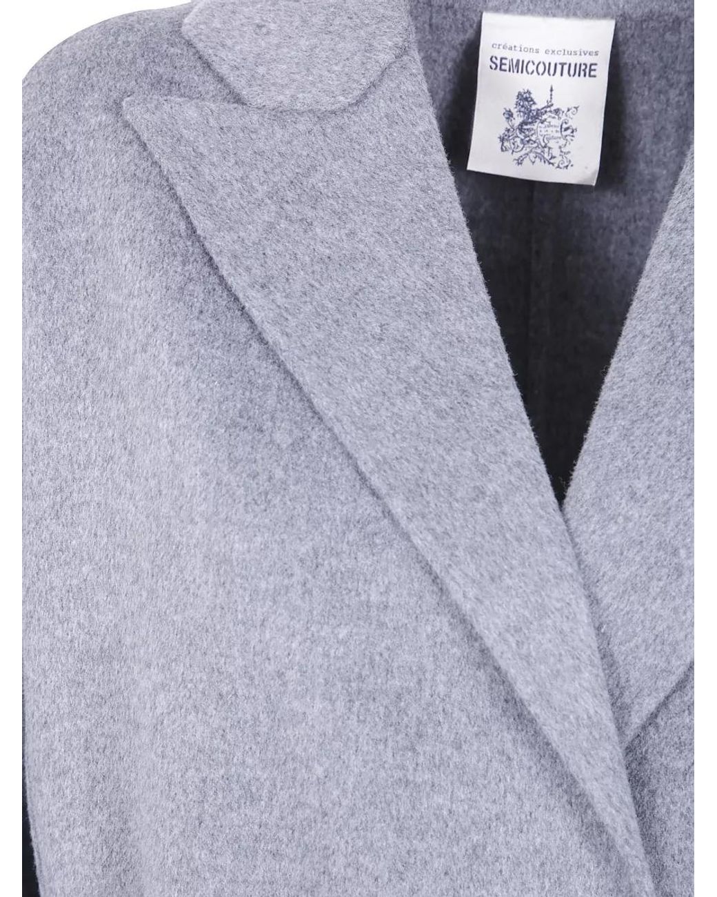 Semicouture Blue Wool Long Coat
