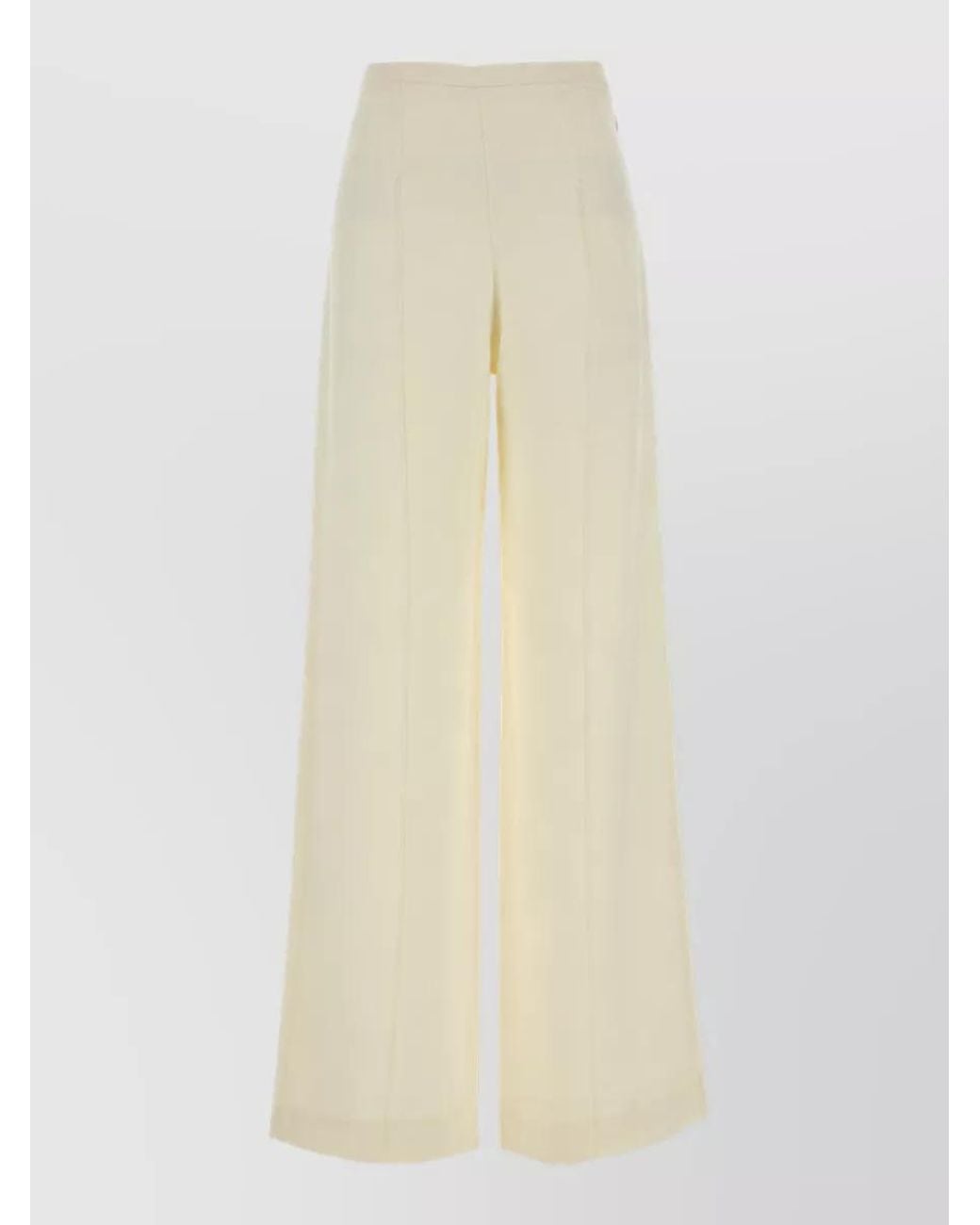 Taller Marmo White Crepe Wide-Leg Trousers
