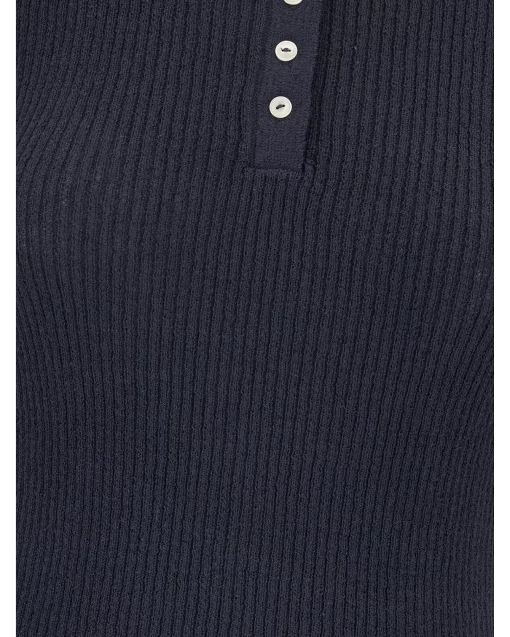 DUNST Blue Fine-Knit Polo Shirt