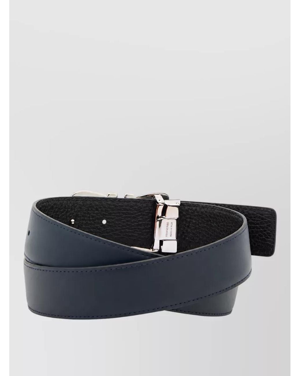 Ferragamo Blue Leather Belt for men