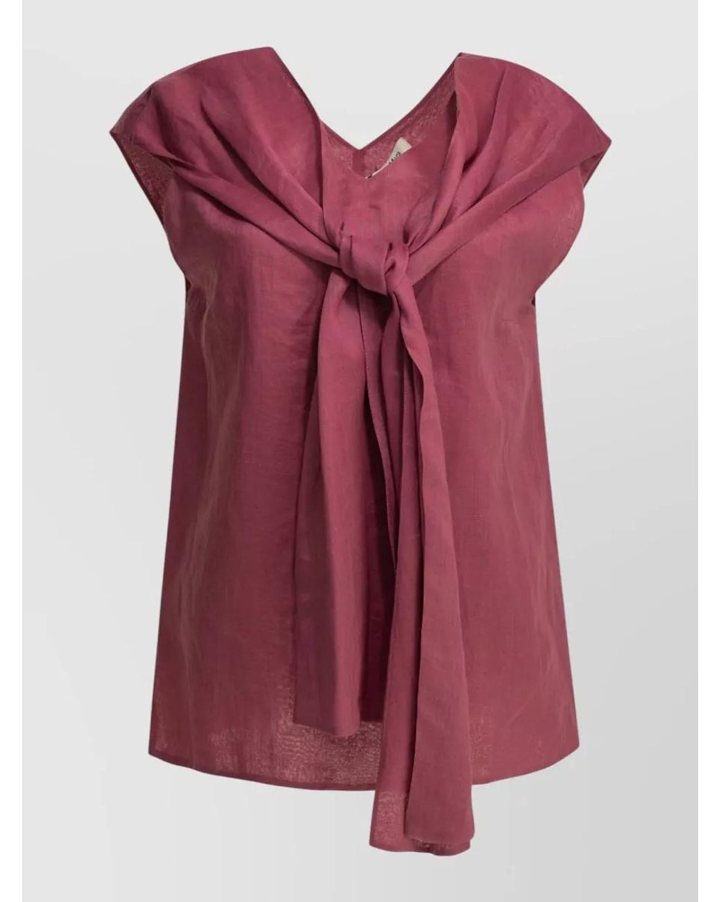 Max Mara Red Draped Ramie Blouse