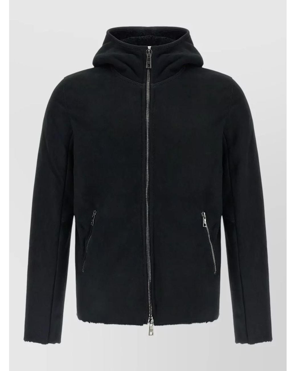 Giorgio Brato Black Lamb Leather Hooded Jacket for men