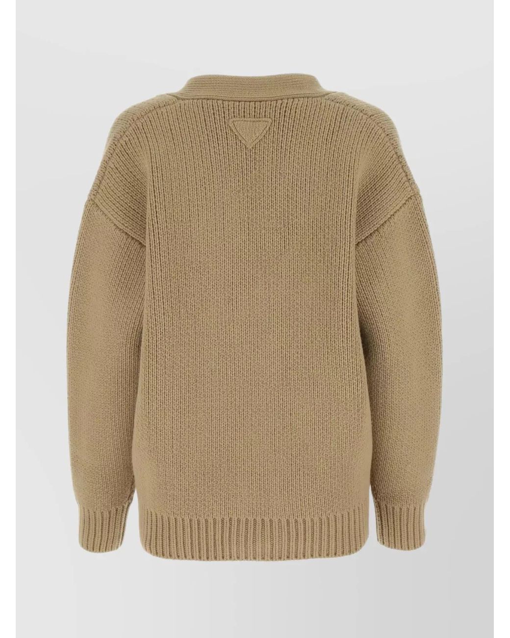 Prada Natural Cashmere Blend Ribbed Oversized Cardigan