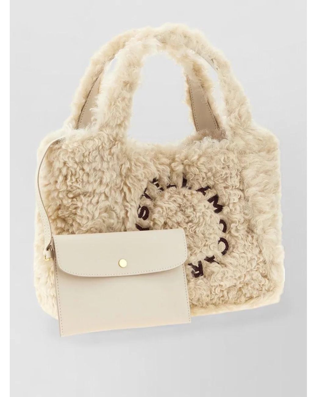 Stella McCartney Natural Stella Logo Shearling-Effect Tote Bag