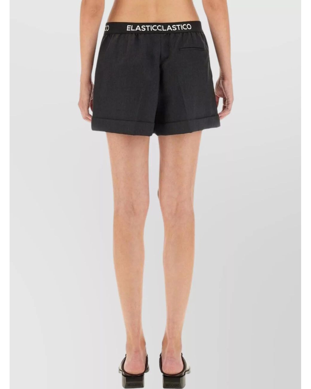 Moschino Black Virgin Wool Regular-Fit Tailored Shorts