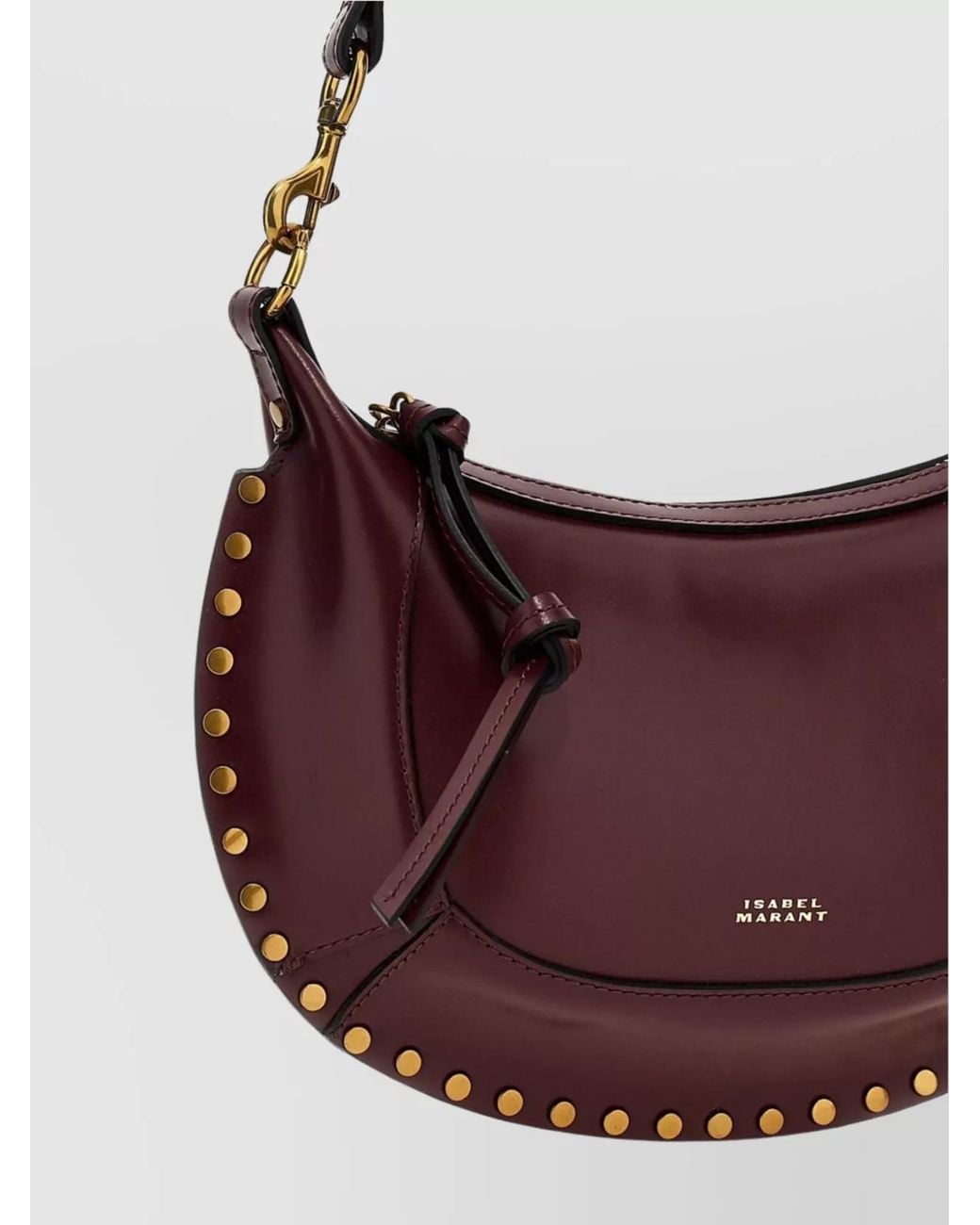 Isabel Marant Purple Oskan Moon Calf Leather Studded Shoulder Bag