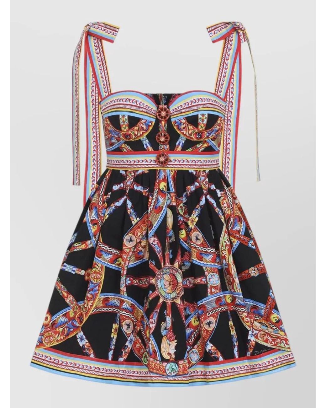 Dolce & Gabbana Red Cotton Floral Print Mini Dress