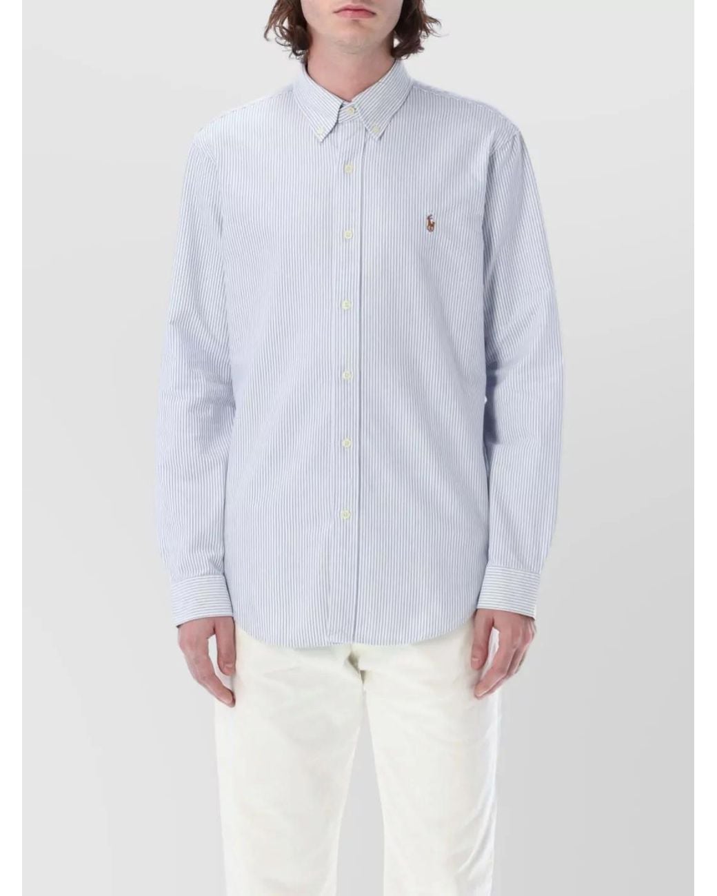 Polo Ralph Lauren White Striped Cotton Button-Down Shirt for men