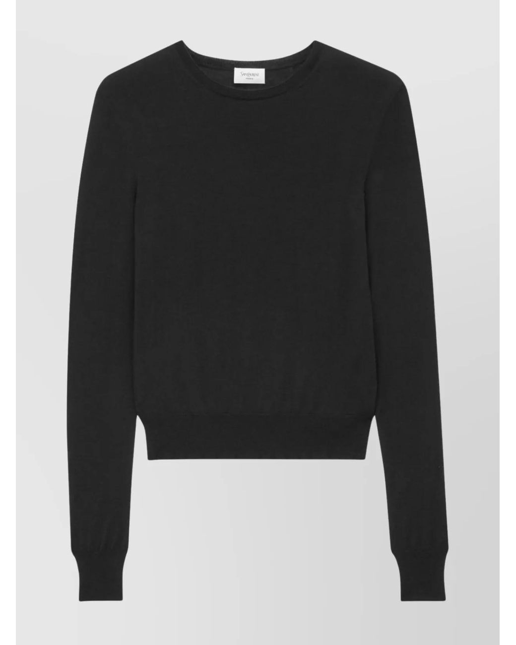 Saint Laurent Black Wool Fitted Crew Neck Jumper