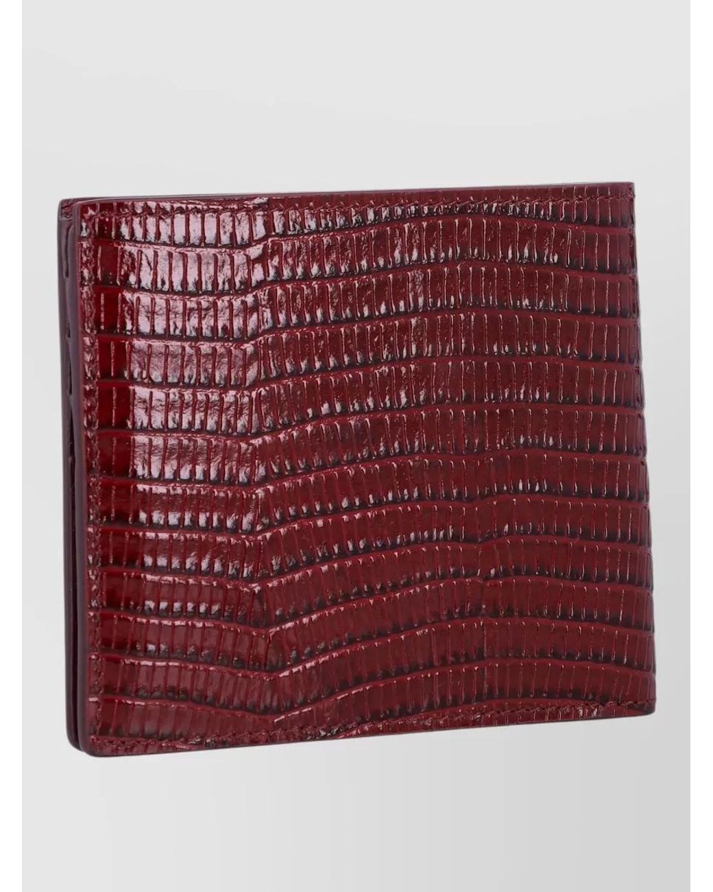 Tom Ford Red Embossed Leather Bifold Wallet for men