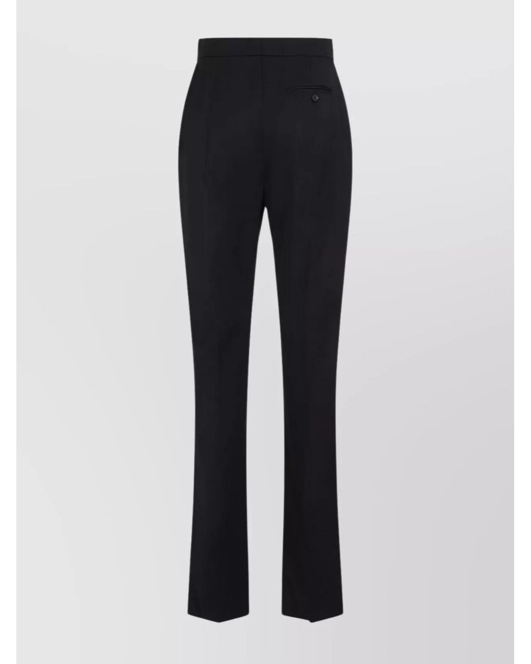 McQueen Blue Wool High-Rise Straight-Leg Trousers