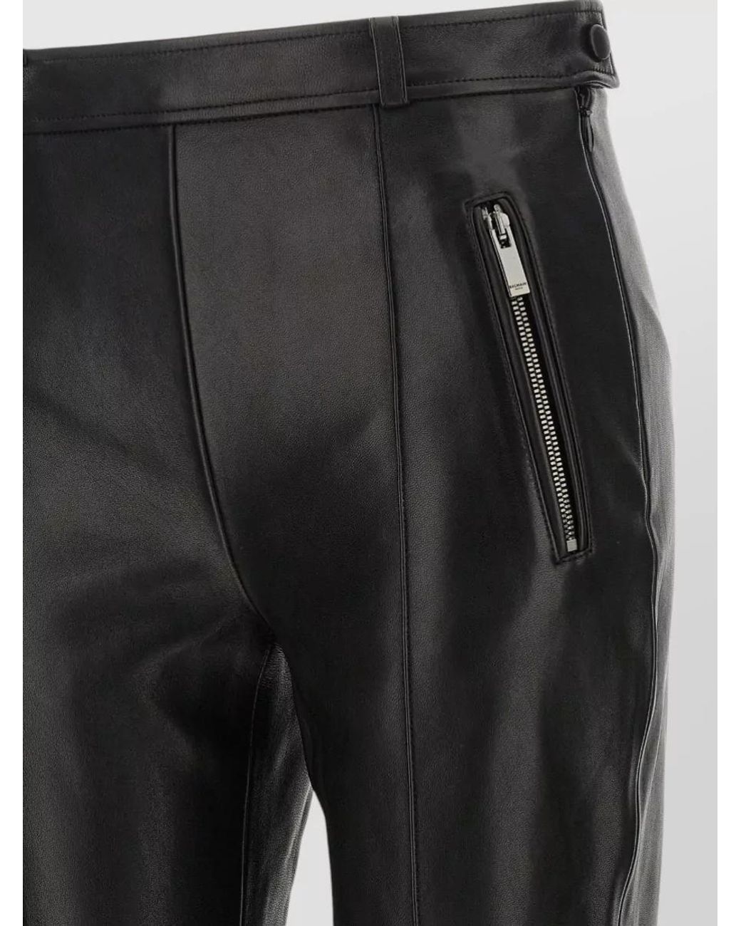 Balmain Black Lambskin Ribbed Skinny Trousers