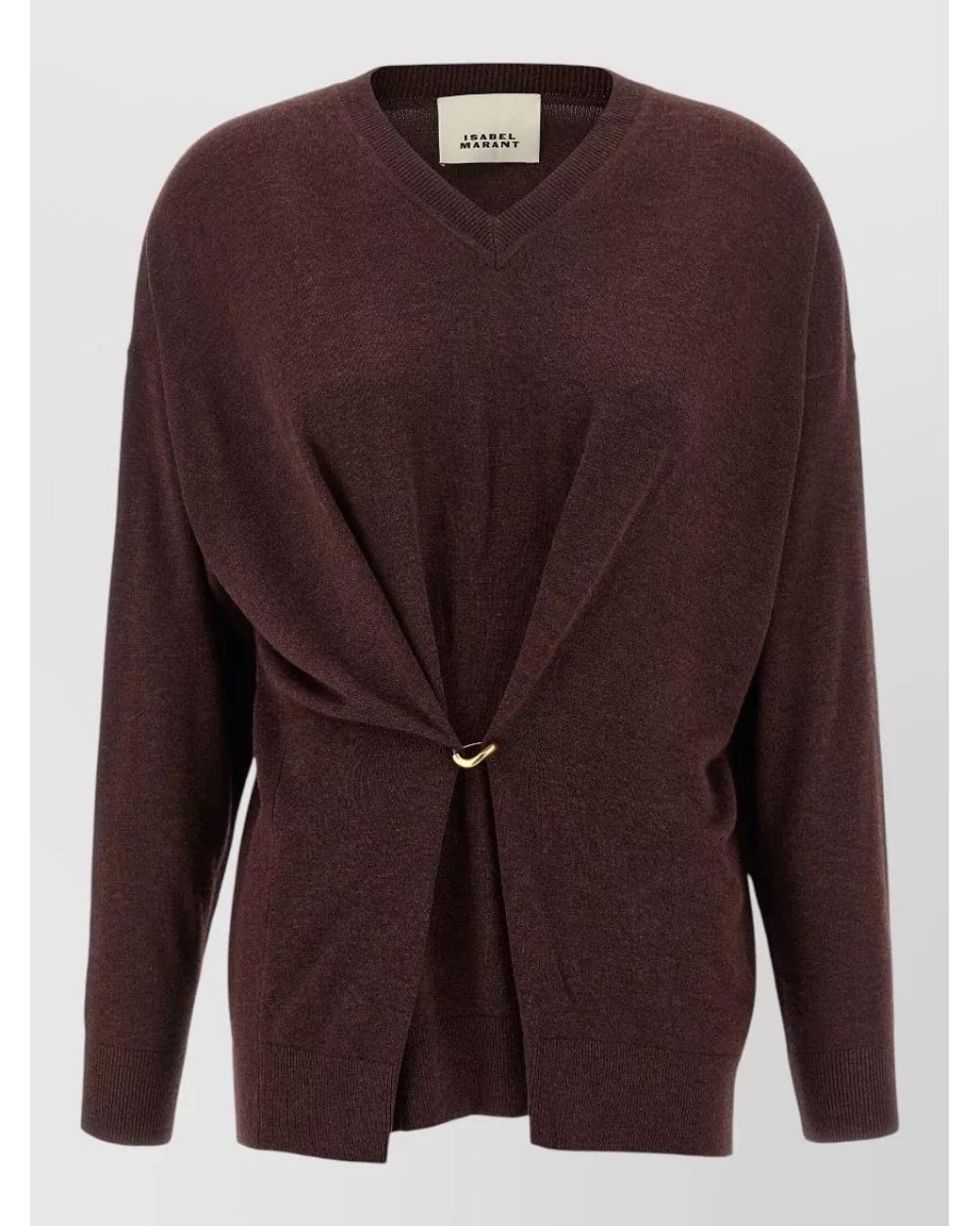 Isabel Marant Brown Viscose Wool V-Neck Long-Sleeve Sweater