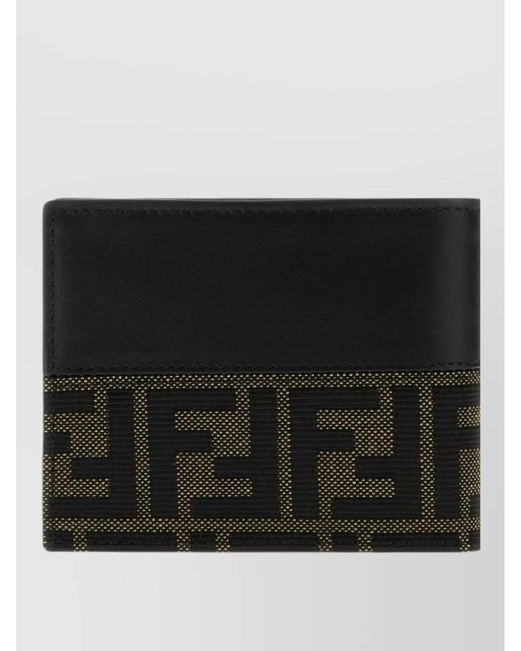 Fendi Black Leather Ff Jacquard Bifold Wallet for men
