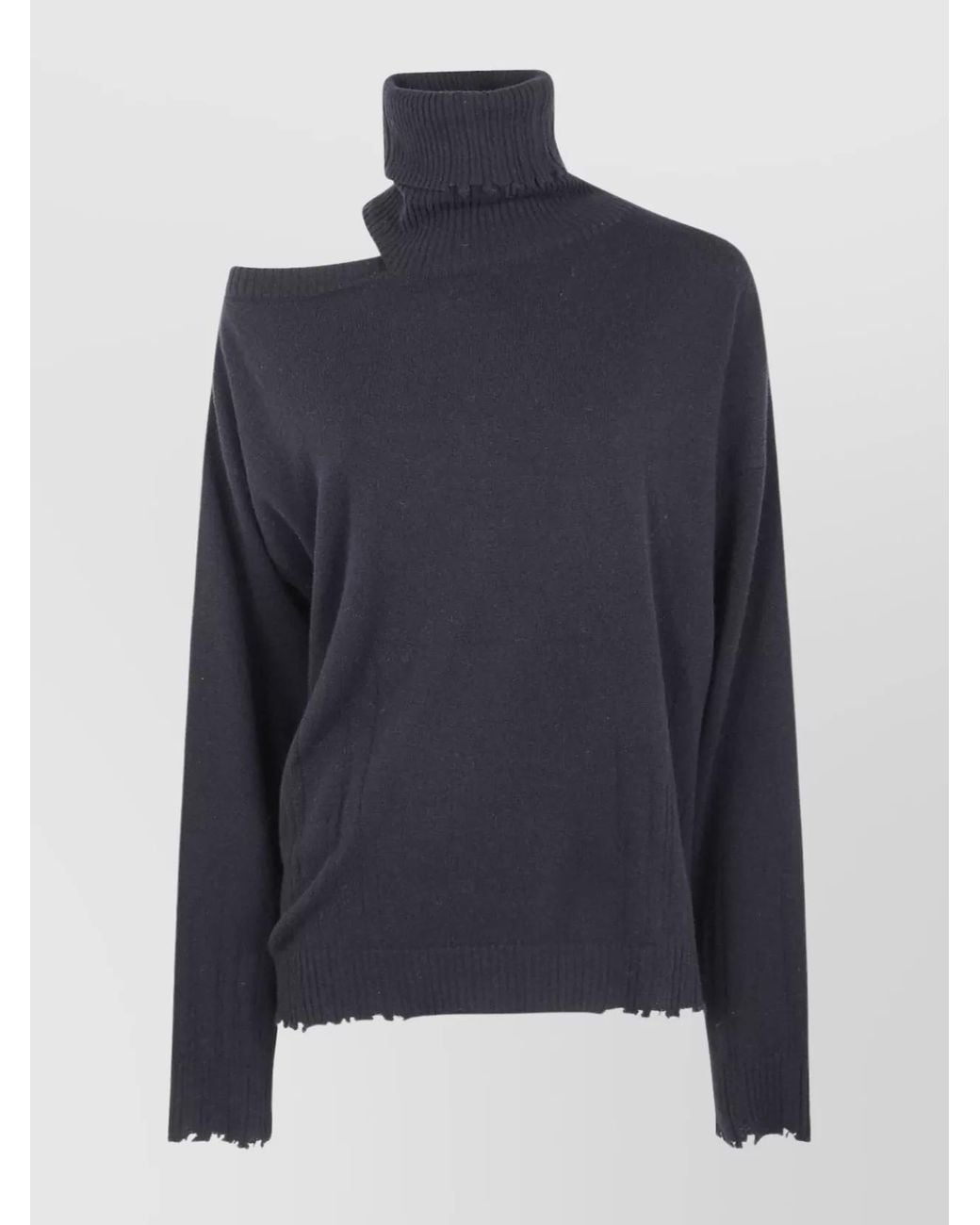 Uma Wang Blue Wool Ribbed Turtleneck Jumper