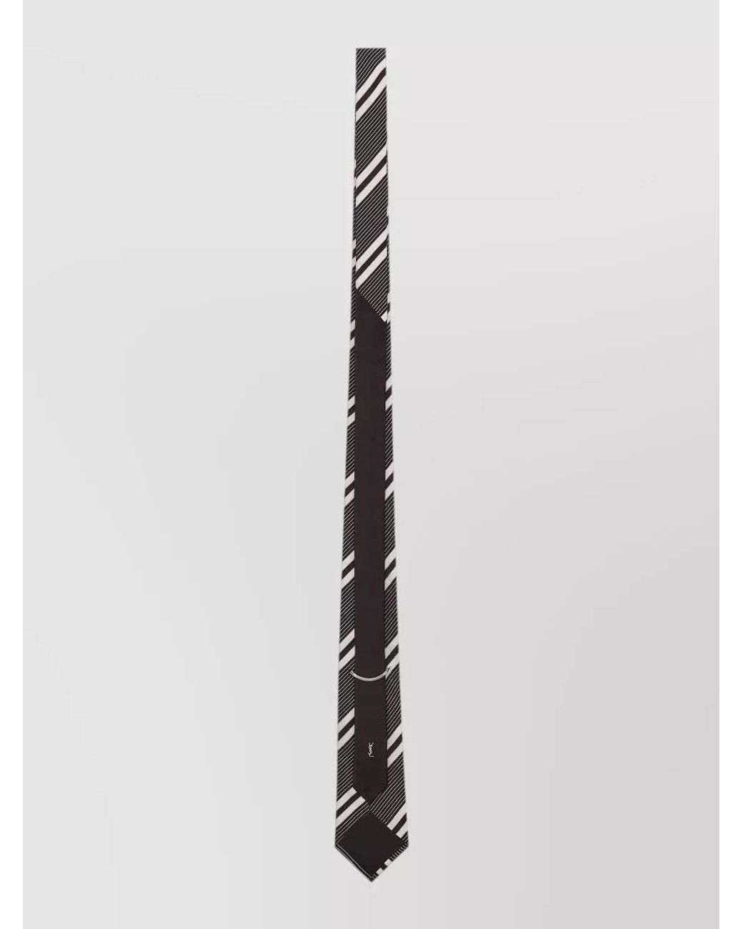 Saint Laurent White Silk Jacquard Striped Tie