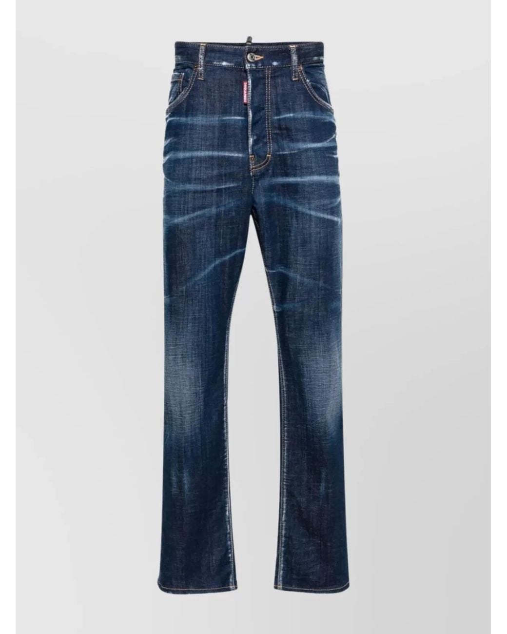 DSquared² Blue Mid-Rise Skinny Jeans Whiskering Effect for men