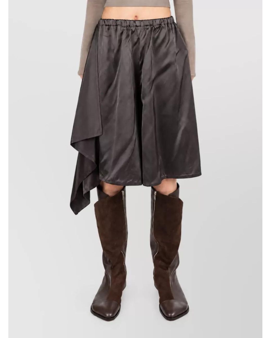 Niccolò Pasqualetti Brown Viscose Satin Asymmetric Skirt