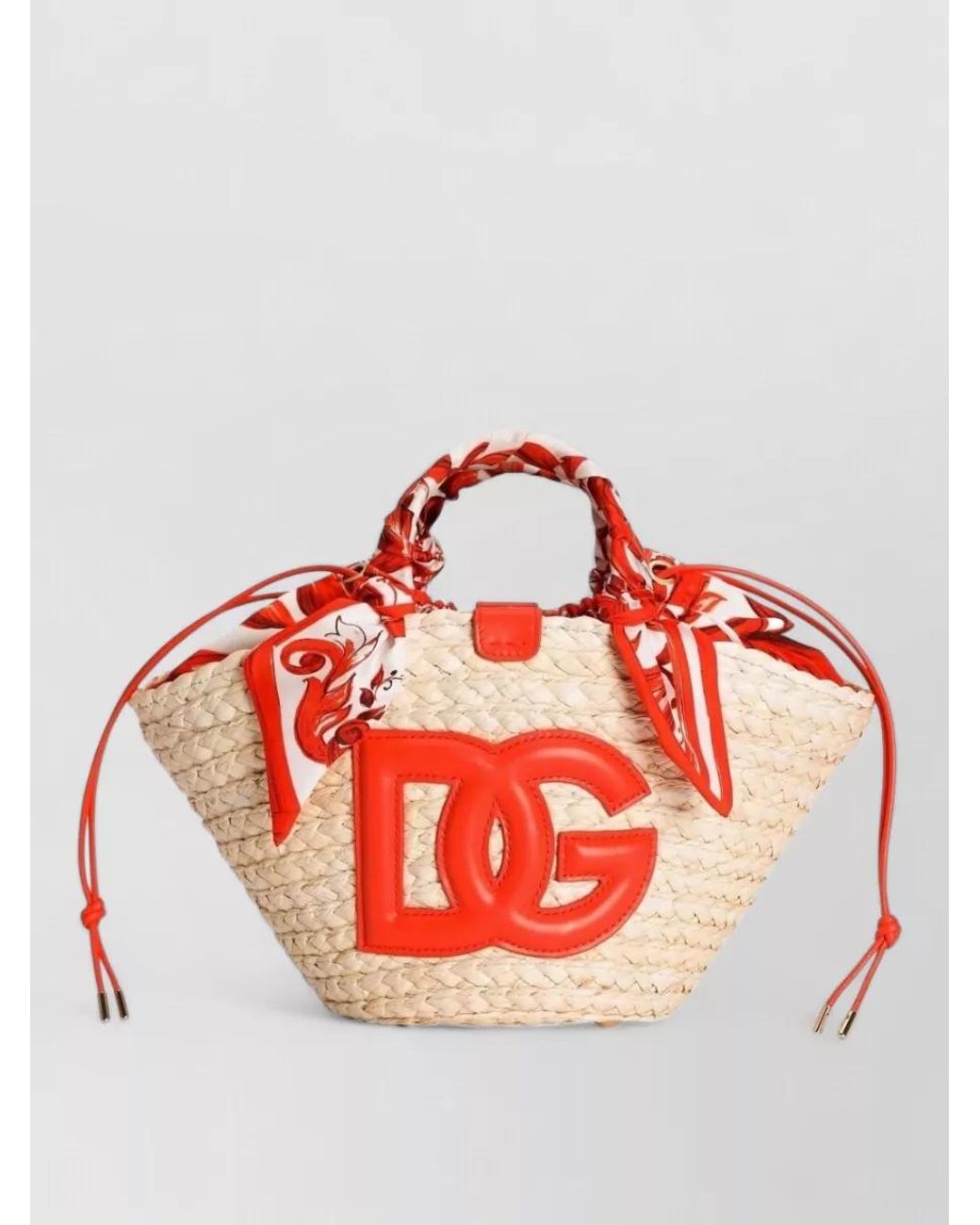 Dolce & Gabbana Red Kendra Small Raffia Beach Bag