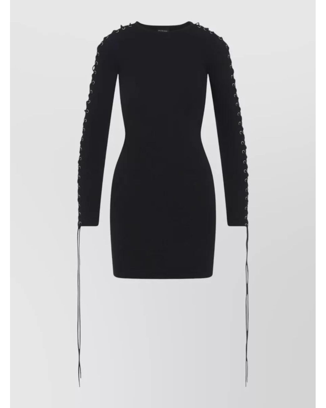 Balenciaga Blue Ribbed Cotton Lace-Up Mini Dress