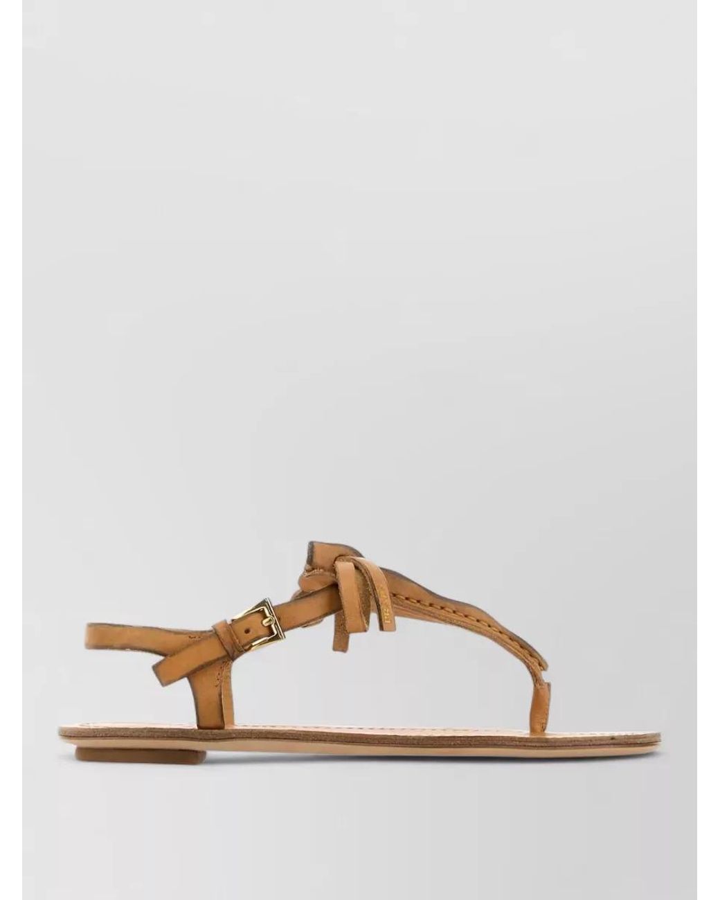Prada Brown Leather Thong Sandals