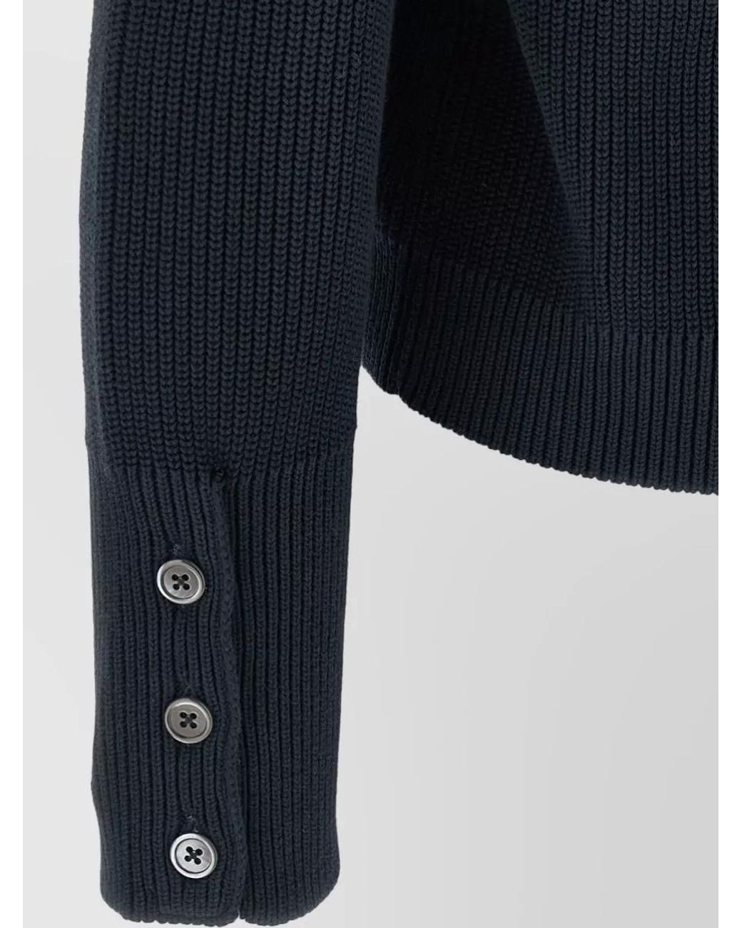 Thom Browne Blue Cotton V-Neck Cardigan for men