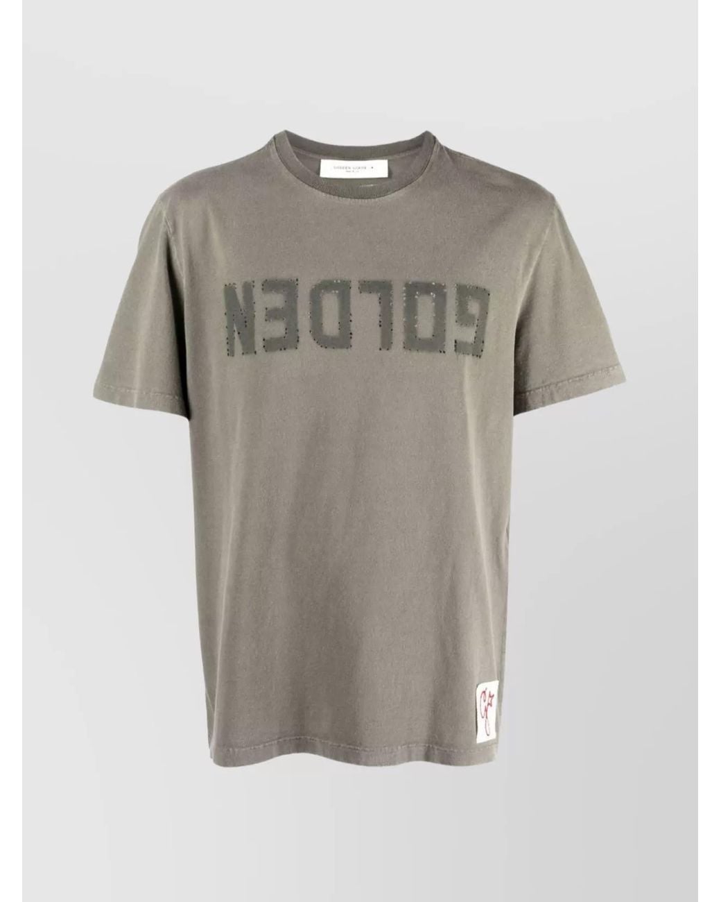 Golden Goose Deluxe Brand Gray Cotton Distressed Logo T-Shirt for men