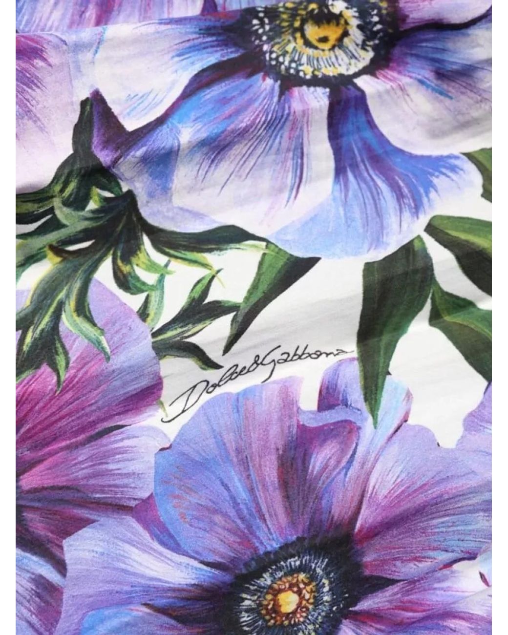 Dolce & Gabbana Purple Anemone Print Pleated Midi Dress