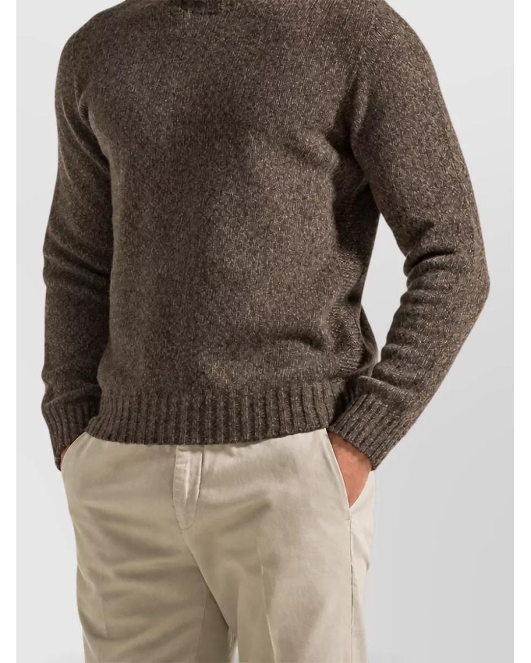 SEVENTY VENEZIA Brown Ribbed Crew-Neck Jumper for men