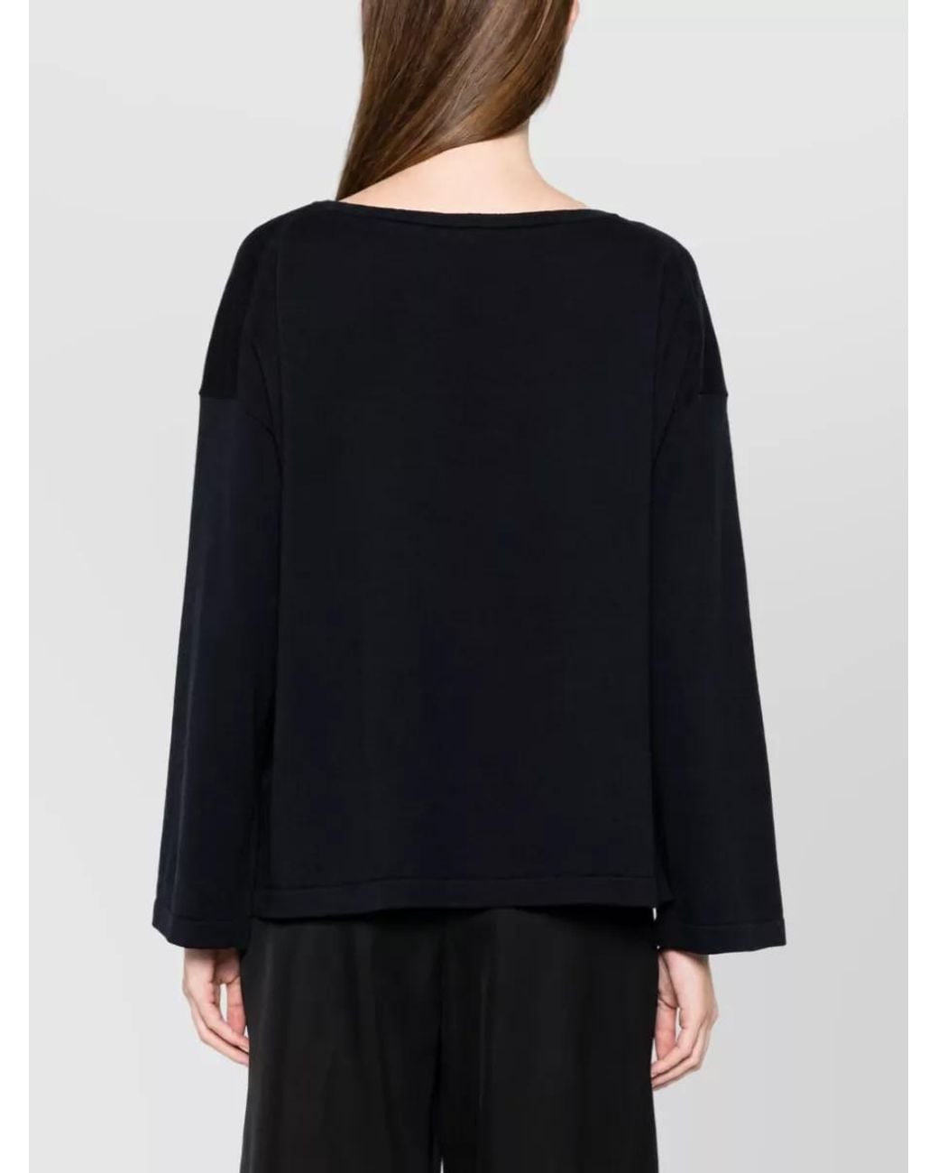 C.t. Plage Black Cashmere Boat Neck Long Sleeve Sweatshirt