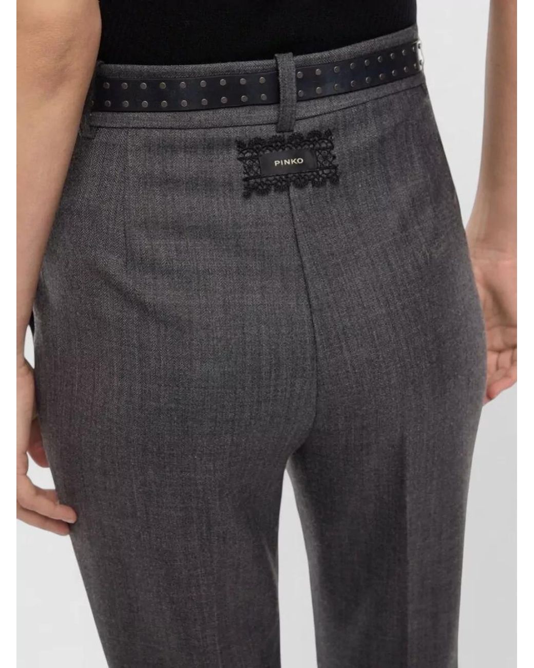 Pinko Gray Straight-Leg Tailored Trousers