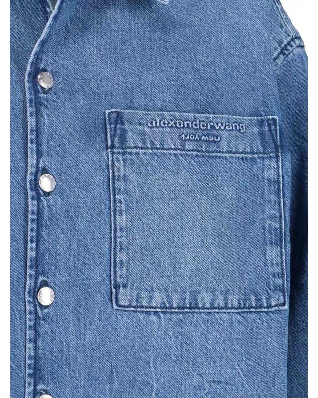 Alexander Wang Blue Denim Cropped Shirt Jacket