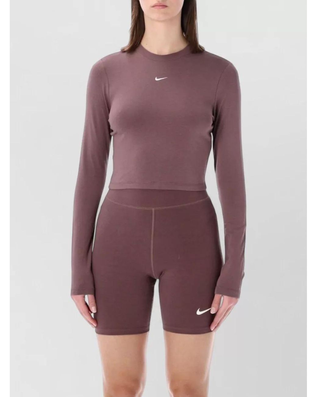Nike Purple Cropped Long-Sleeve T-Shirt