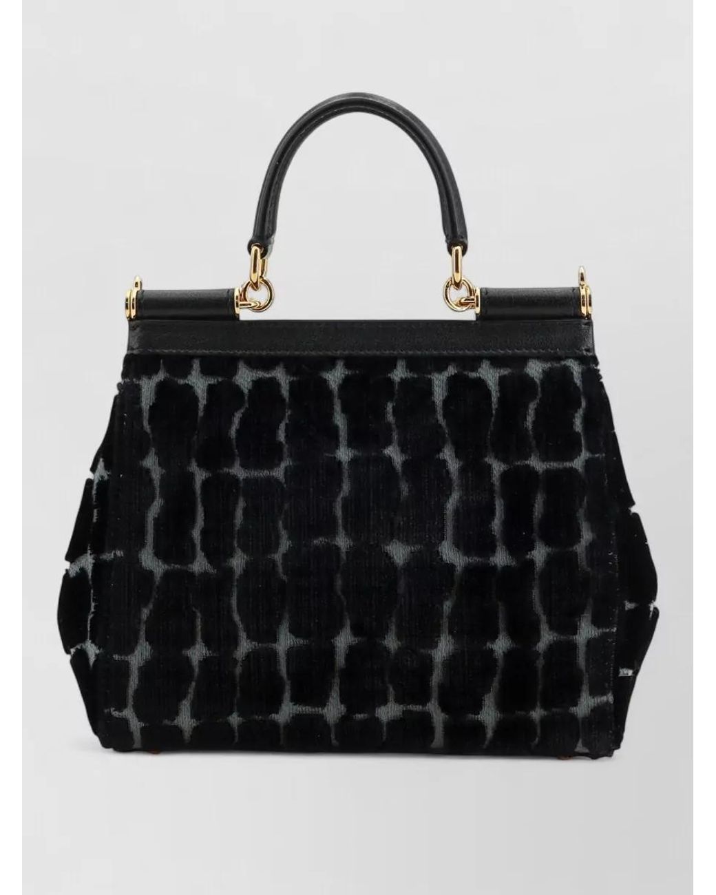 Dolce & Gabbana Black Sicily Small Velvet-Effect Shoulder Bag