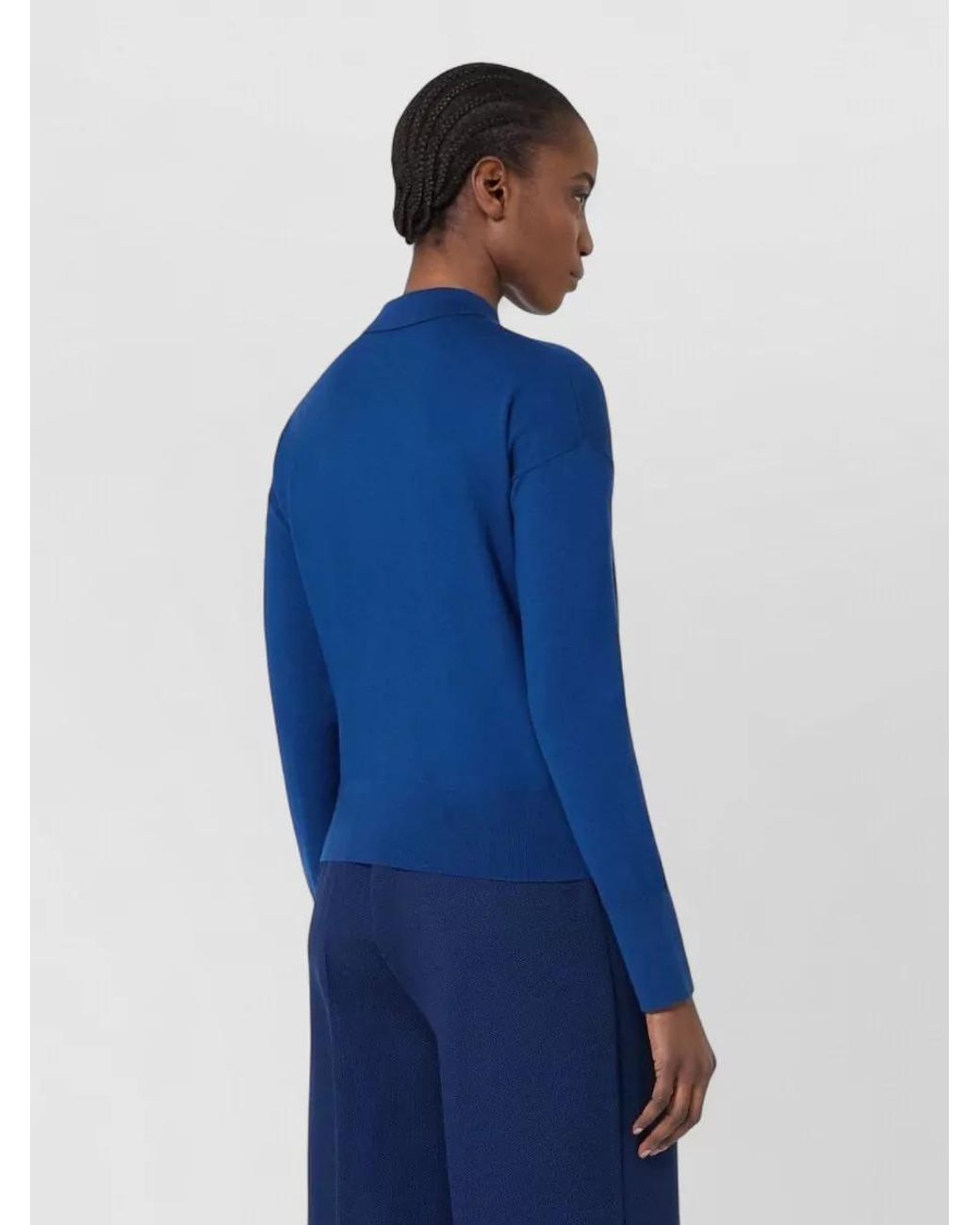 Max Mara Blue Ribbed Slim-Fit Wool Cardigan