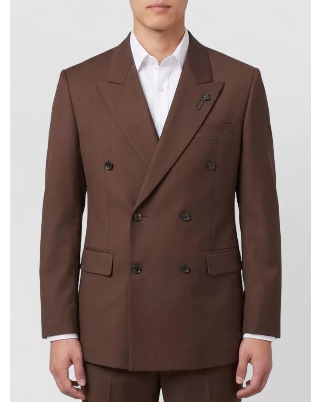 Lardini Brown Virgin Wool Double-Breasted Jacket for men