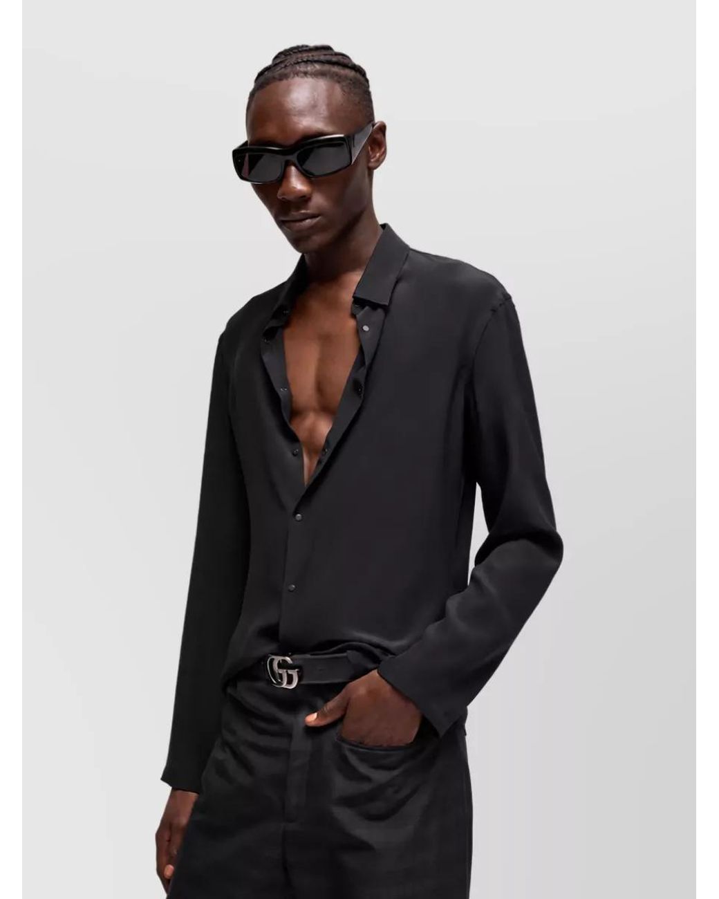 Gucci Black Silk Slim-Fit Shirt for men