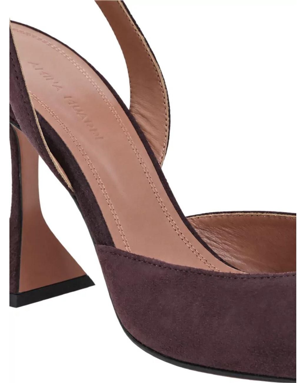 AMINA MUADDI Brown Suede Leather Slingback Pumps