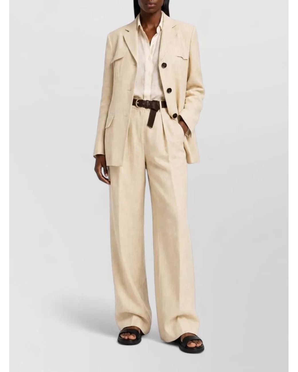 Max Mara Natural Linen Single-Breasted Suit Jacket