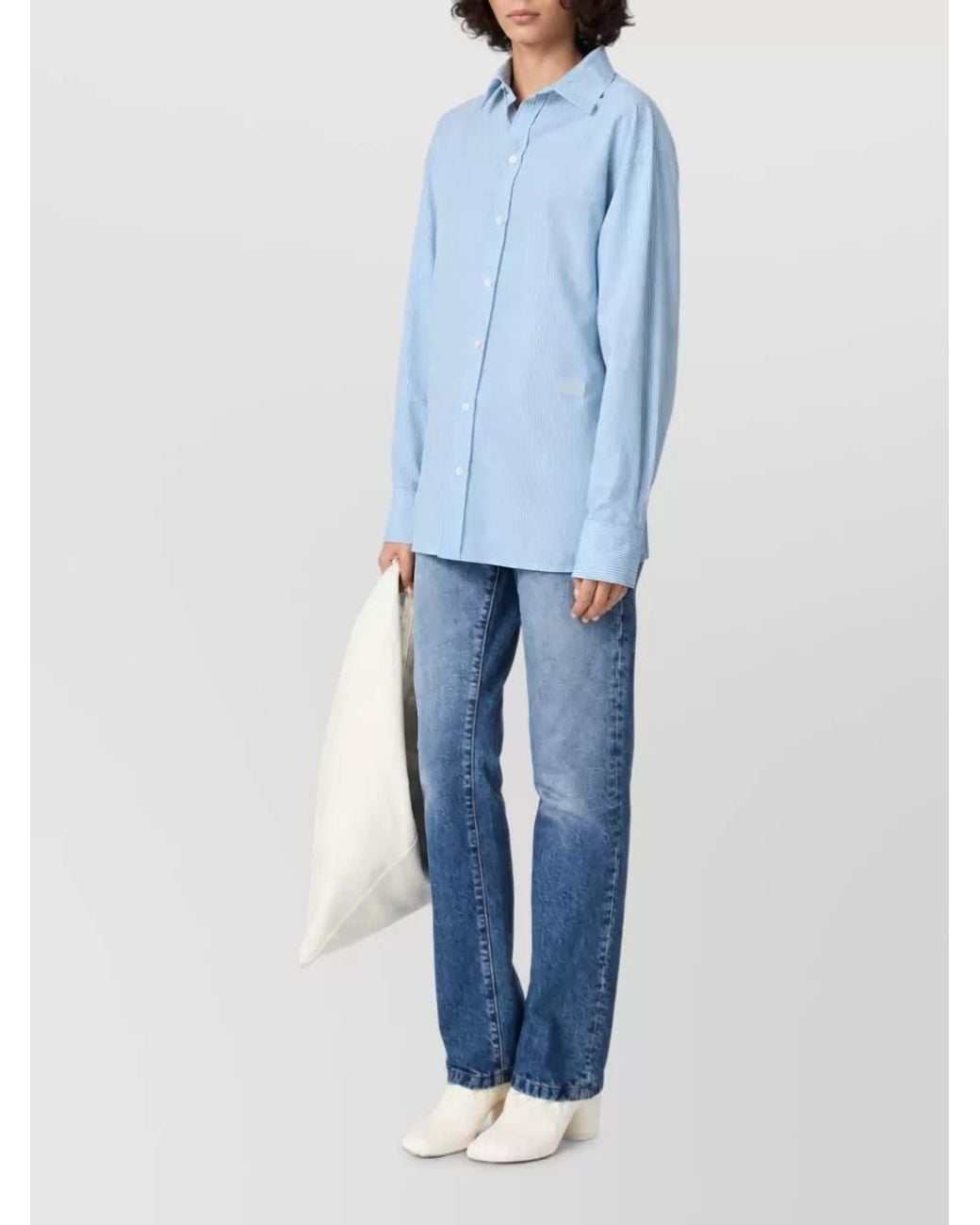 MM6 by Maison Margiela Blue Striped Open Back Shirt