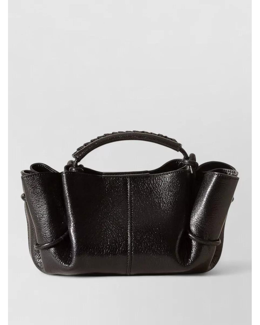 Hereu Black Leather Pleated Mini Bag