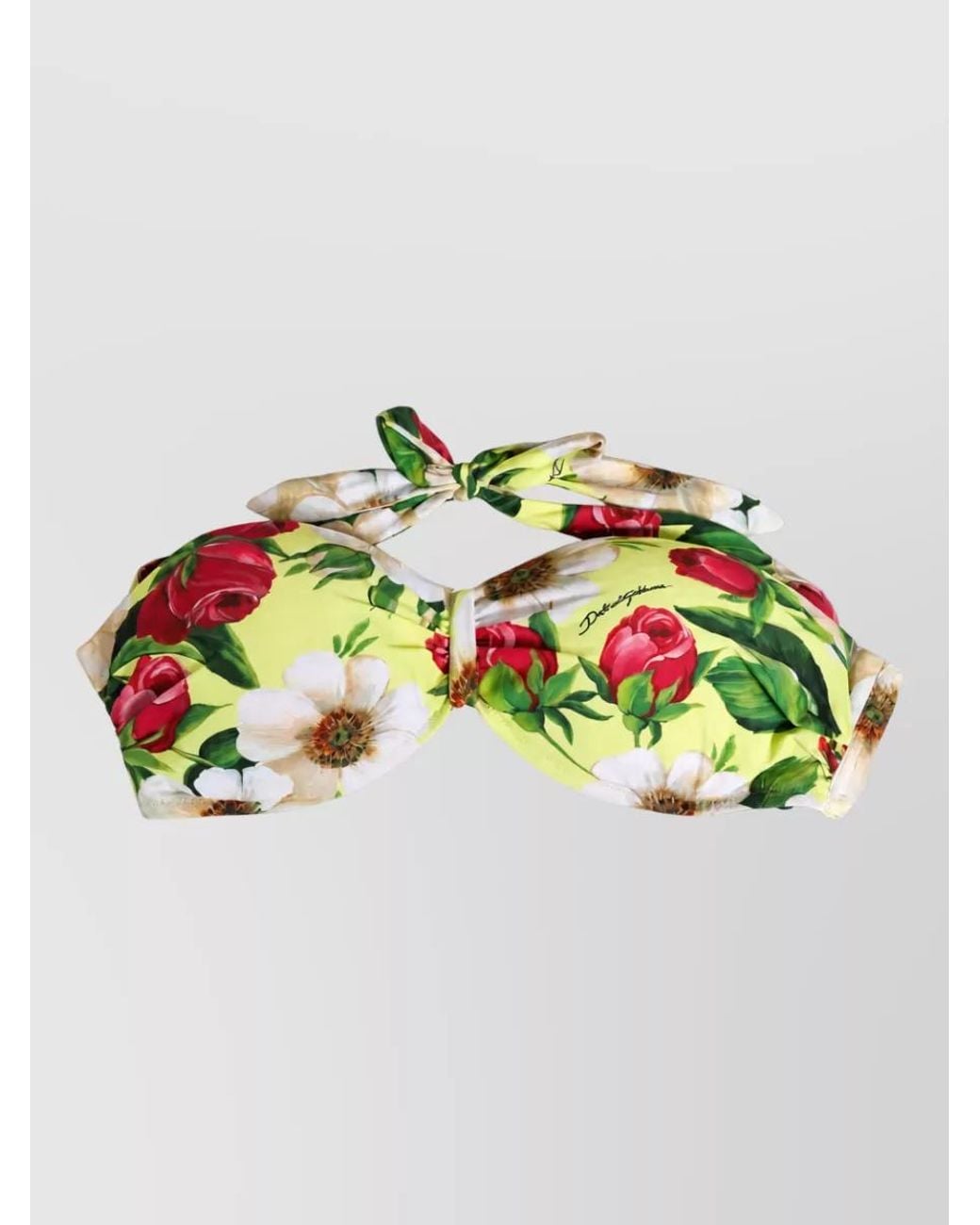 Dolce & Gabbana Metallic Floral Halterneck Bikini Top