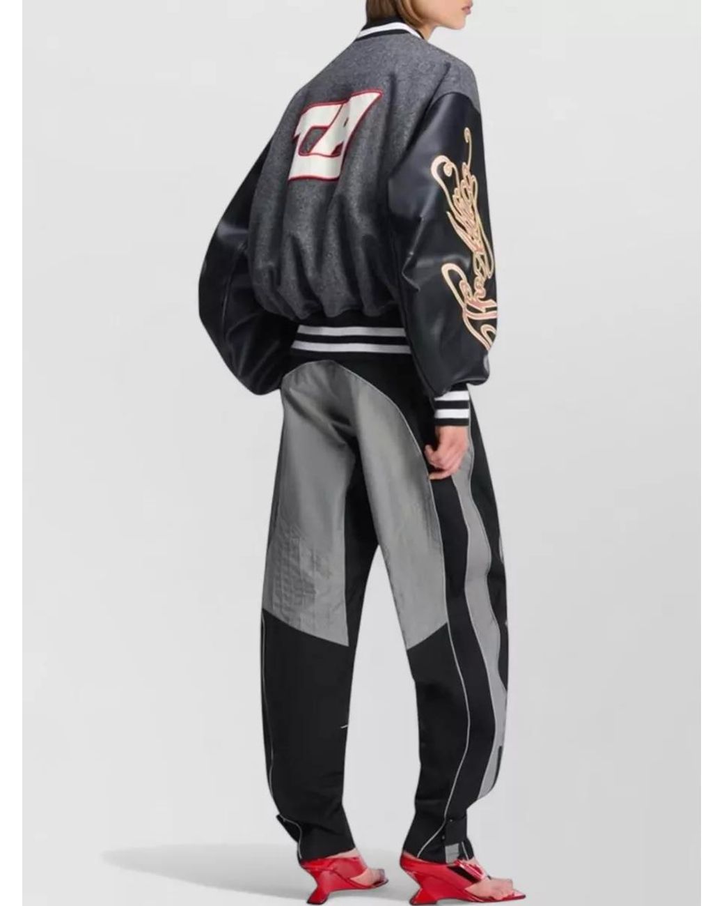 The Attico Gray Wool Bomber Jacket