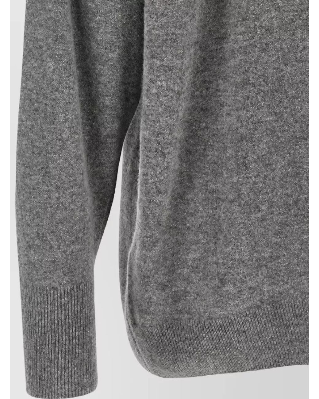 Nude Gray Cashmere-Blend Oversized Ribbed V-Neck Ruffle Cardigan