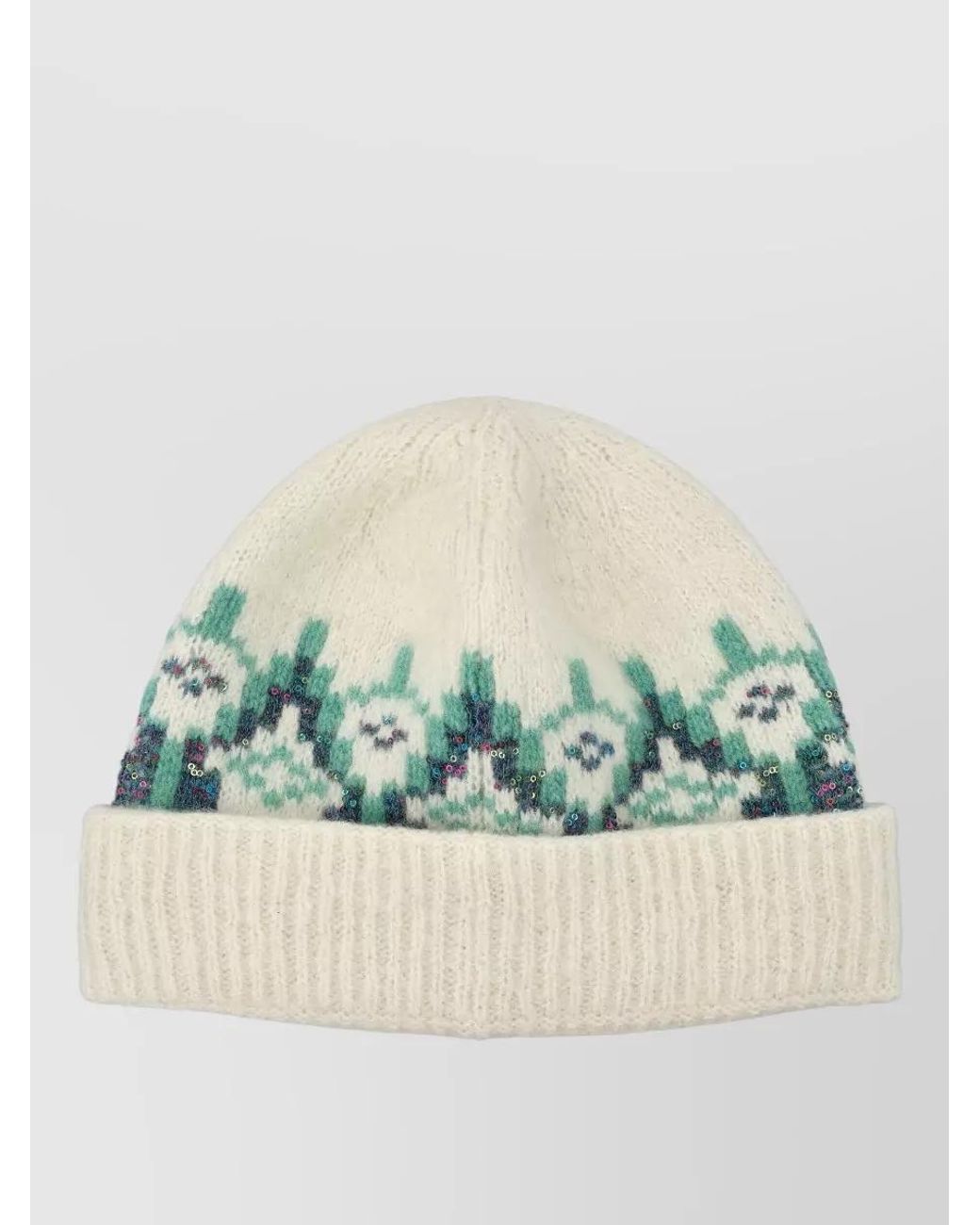 Loewe Blue Ribbed Fair Isle Beanie